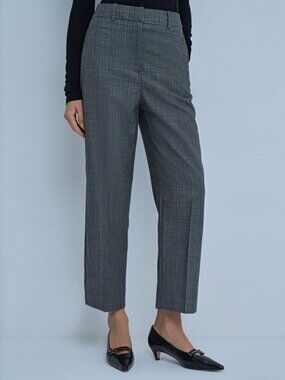 Loft Ann Taylor Women's Classic Grey Plaid Trousers Pants Julie Straight Size 6